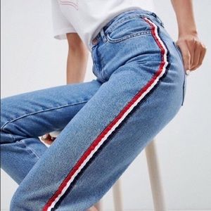 ASOS Mom/Straight stripe detailed Jeans
